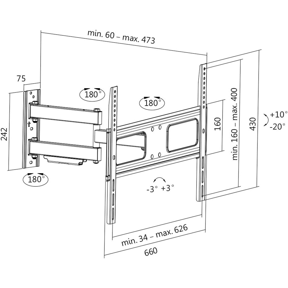 TV nosač LogiLink LogiLink  TV wall mount, 37 70, tilt, swivel, 50 kg max., BP0019