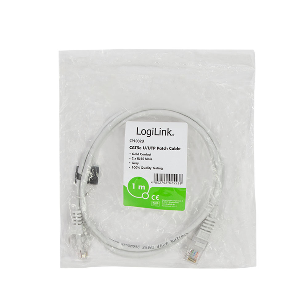 Mrežni kabl LogiLink LogiLink Patch cable Econline, Cat.5e, U UTP, grey, 1 m, CP1032U