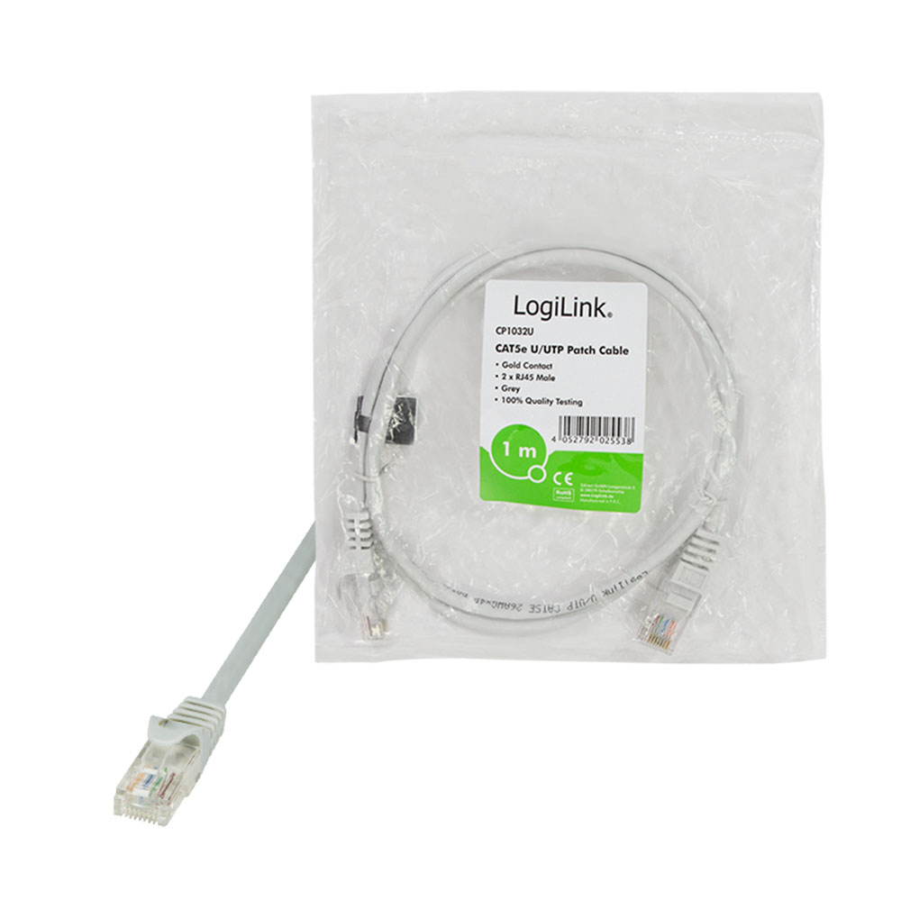 Mrežni kabl LogiLink LogiLink Patch cable Econline, Cat.5e, U UTP, grey, 1 m, CP1032U