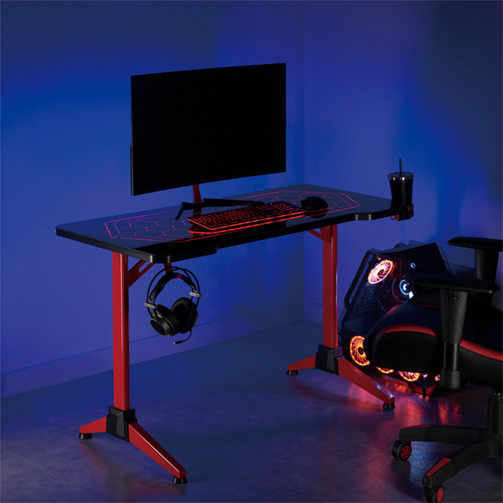 Računarski sto LogiLink LogiLink Gaming desk with RGB lighting, geo-honeycomb pattern, EO0043