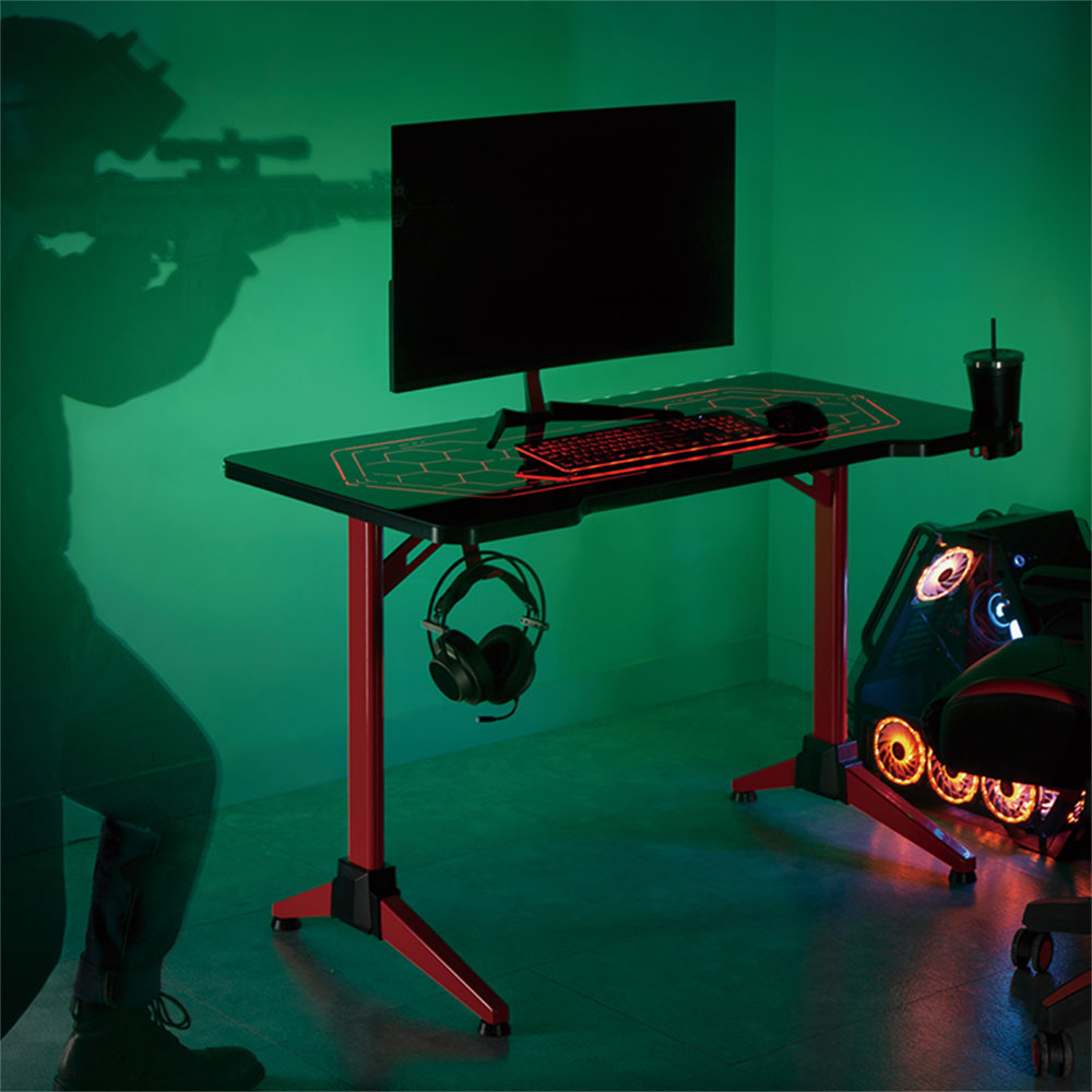 Računarski sto LogiLink LogiLink Gaming desk with RGB lighting, geo-honeycomb pattern, EO0043