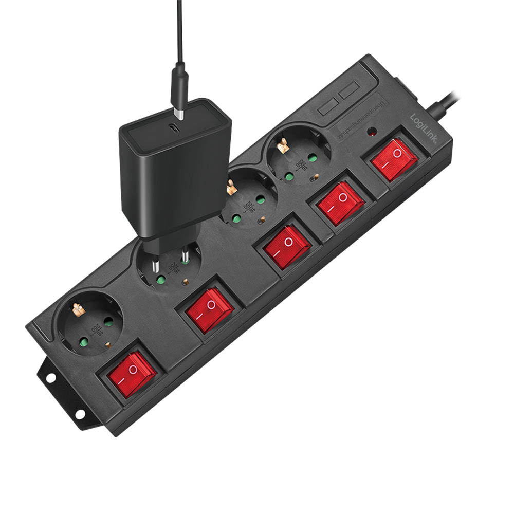 Produžec LogiLink LogiLink Power strip 4 way with 5 switches, 4x CEE 7 3, LPS251