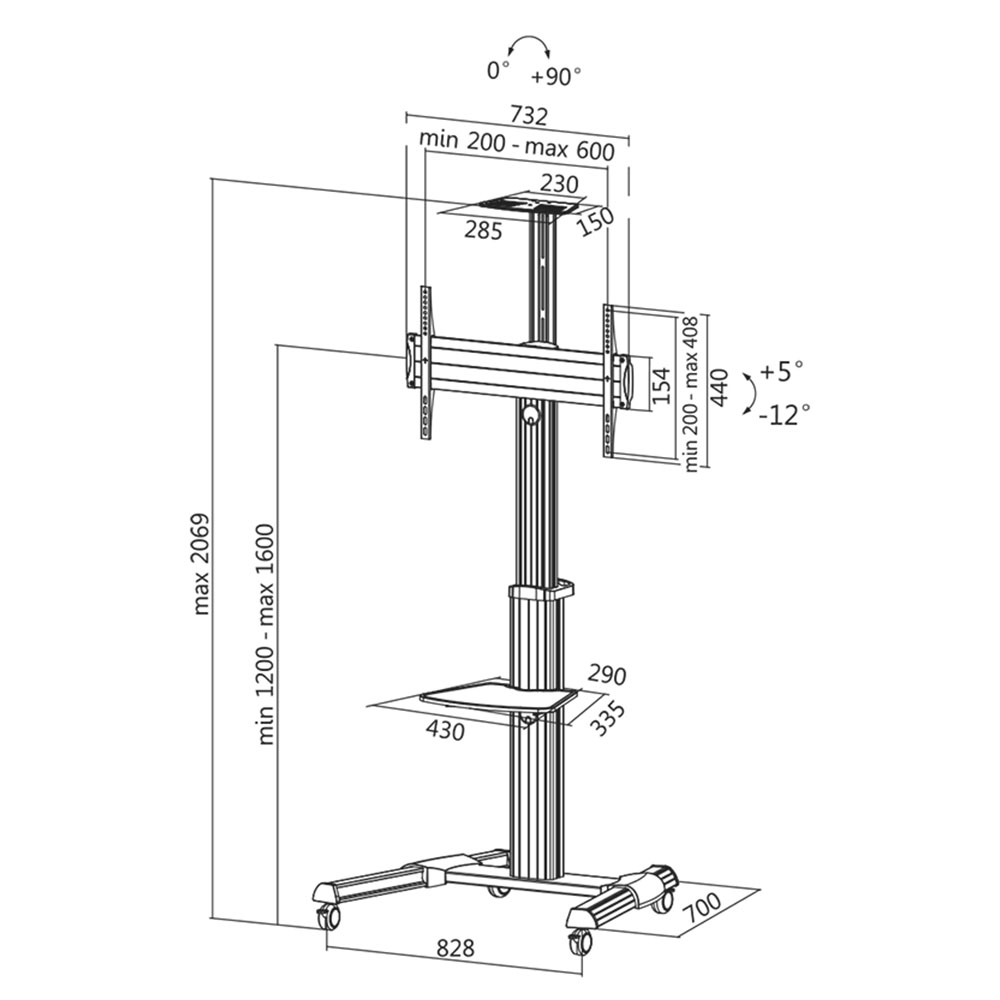 TV nosač LogiLink LogiLink TV monitor cart, 37 70, height adjustable, 50 kg max.