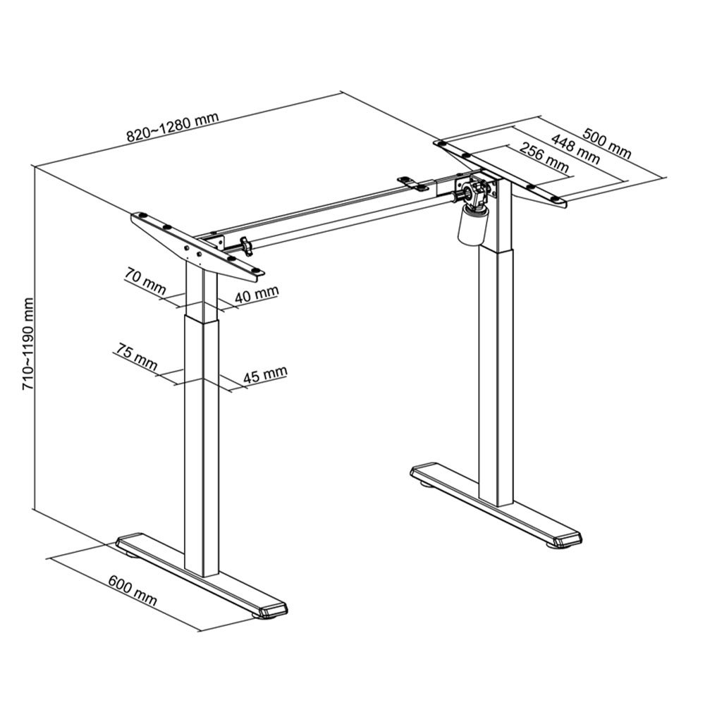 Računarski sto LogiLink LogiLink Electrically adjustable sit-stand desk frame, 1 motor, 710–1190 mm, black, EO0052