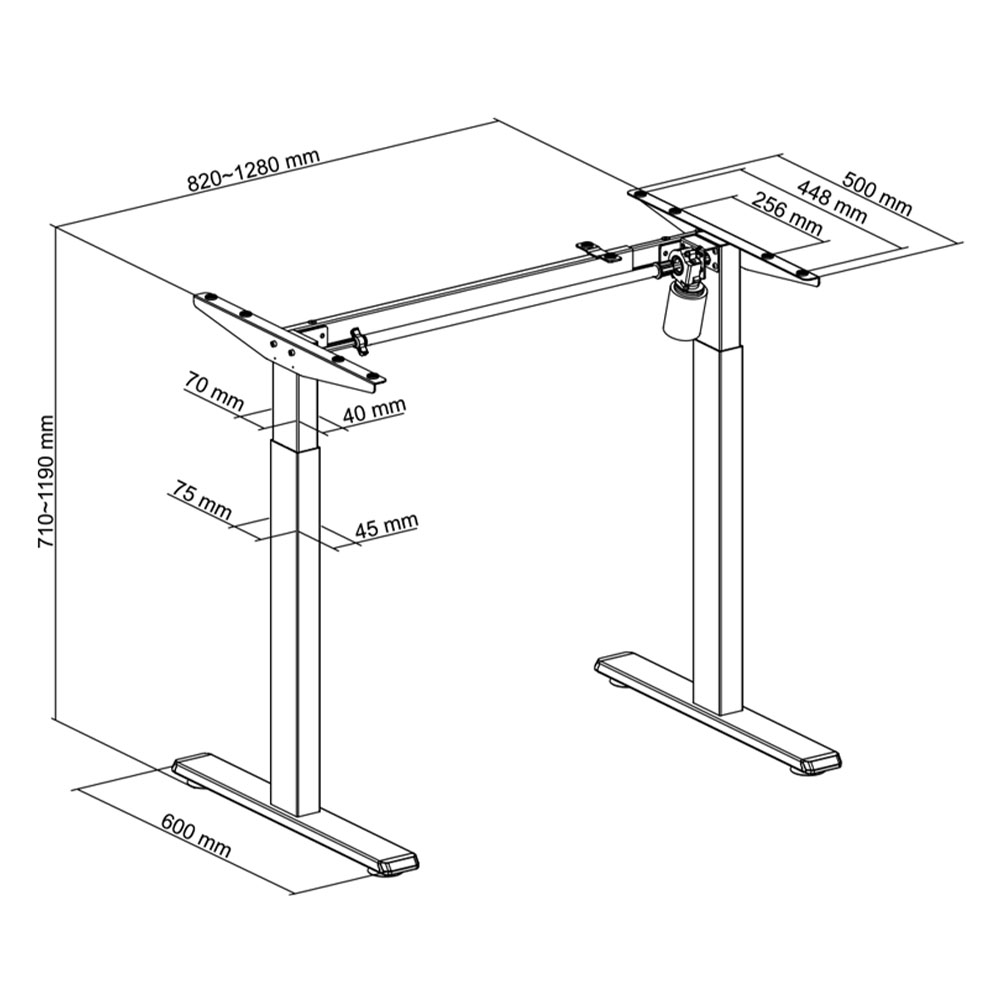 Računarski sto LogiLink LogiLink Electrically adjustable sit-stand desk frame, 1 motor, 710–1190 mm, grey, EO0052G