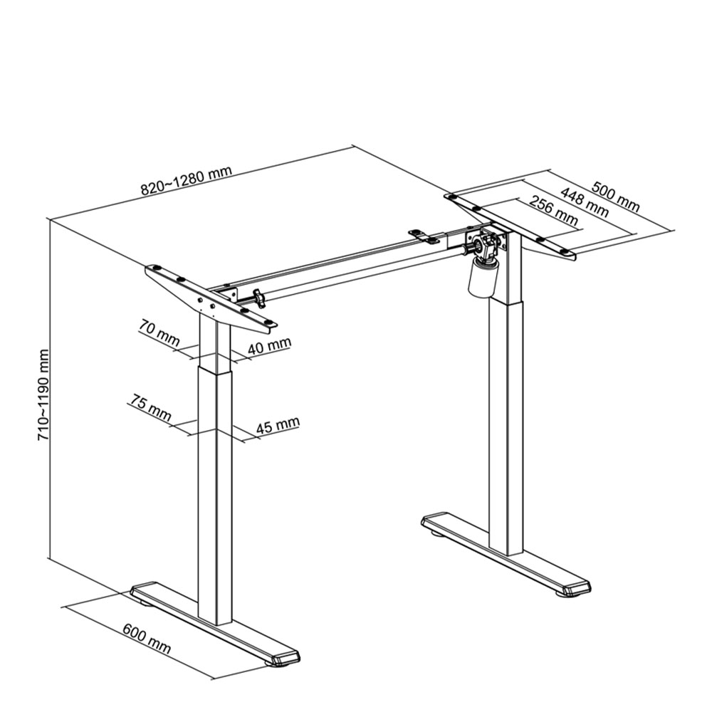 Računarski sto LogiLink LogiLink Electrically adjustable sit-stand desk frame, 1 motor, 710–1190 mm, white, EO0052W