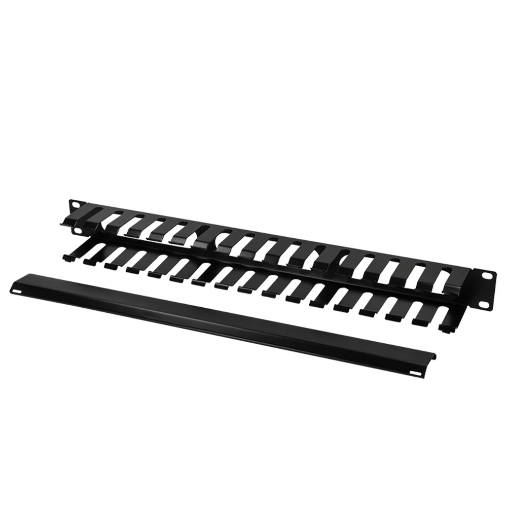 Pribor za ormare servera LogiLink LogiLink 19 cable management panel with front flap, 1U, black, ORCC01B
