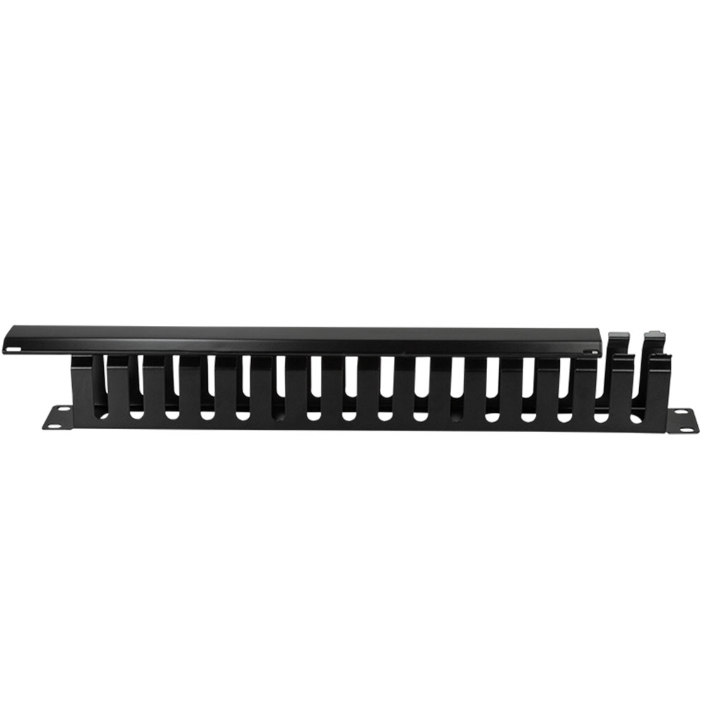 Pribor za ormare servera LogiLink LogiLink 19 cable management panel with front flap, 1U, black, ORCC01B