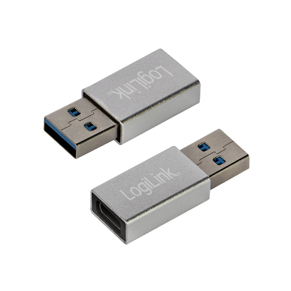 USB kabl i adapter LogiLink LogiLink USB 3.2 Gen1 Type-C adapter, USB-A M to USB-C F, silver, AU0056